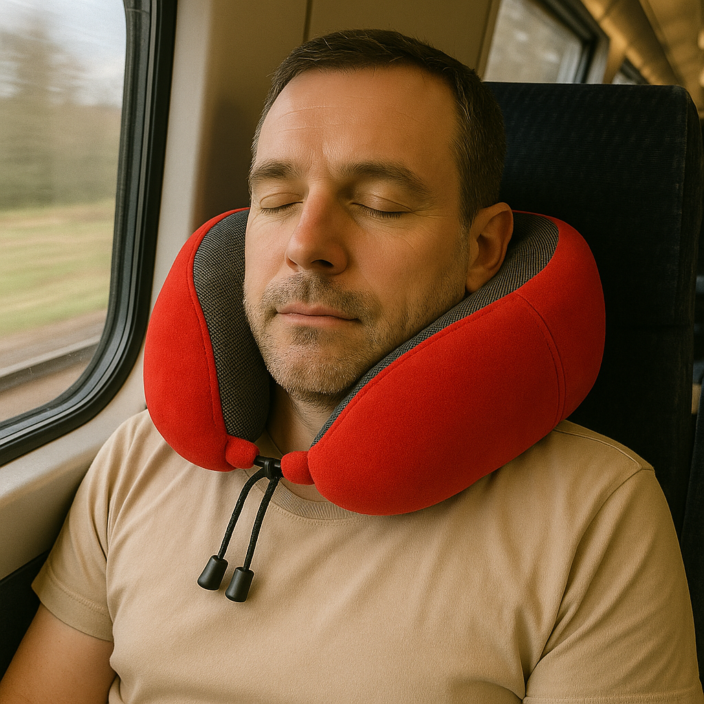 Sereniya Memory Foam Travel Neck Pillow for Airplane and Travel Comfort