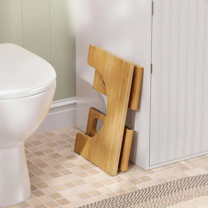 Sereniya Bamboo Foldable Toilet Stool with Non Slip Base