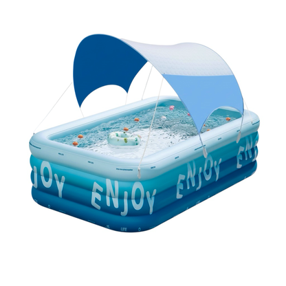 Inflatable Family Pool with UV Shade Canopy — Portable Backyard Swimming Pool for Outdoor Summer Fun by Sereniya
