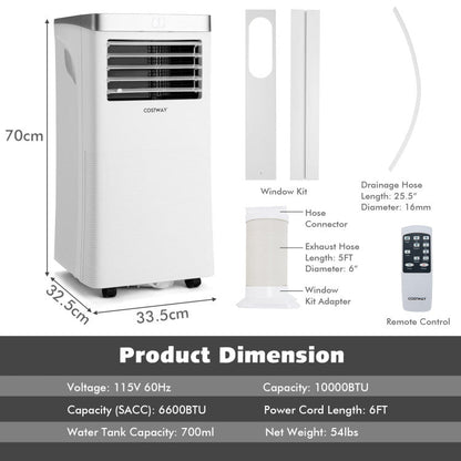 10000 BTU 3-in-1 Portable Air Conditioner with Remote Control — Dehumidifier Fan & Sleep Mode Home Cooling Unit by Sereniya