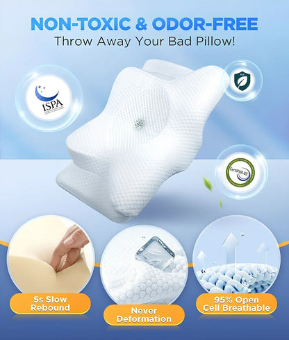Sereniya Memory Foam Neck Pillow for Neck Support and Sleep Comfort