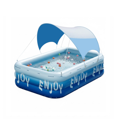 Inflatable Family Pool with UV Shade Canopy — Portable Backyard Swimming Pool for Outdoor Summer Fun by Sereniya
