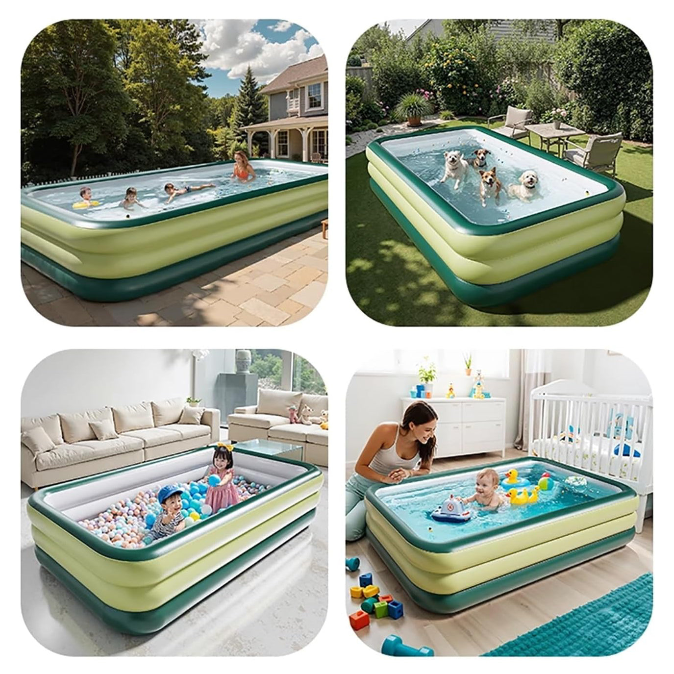Inflatable Family Pool with UV Shade Canopy — Portable Backyard Swimming Pool for Outdoor Summer Fun by Sereniya