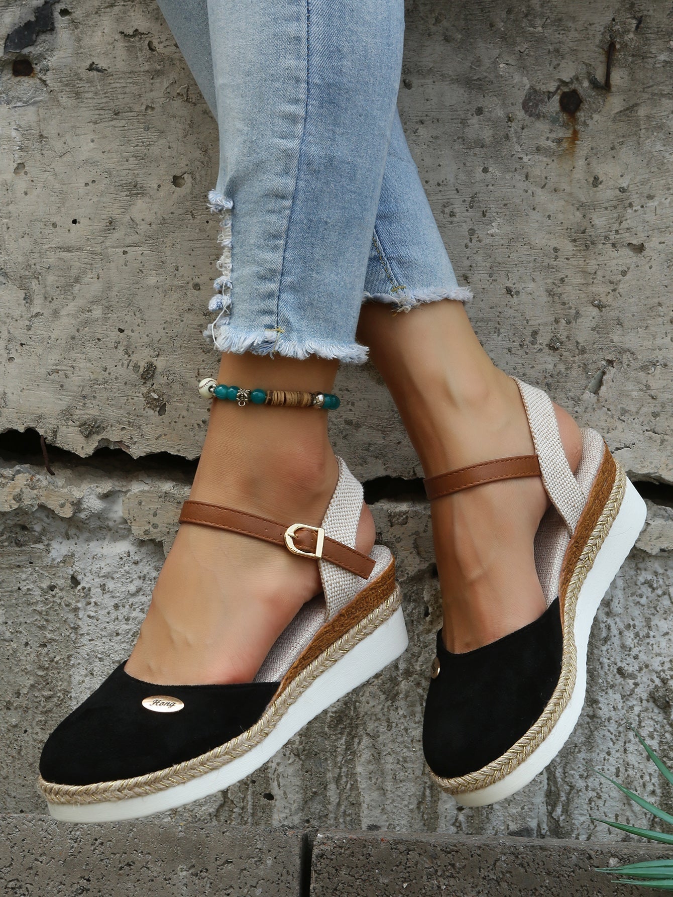 Womens Wide Fit Woven Cushioned Sandals by Sereniya