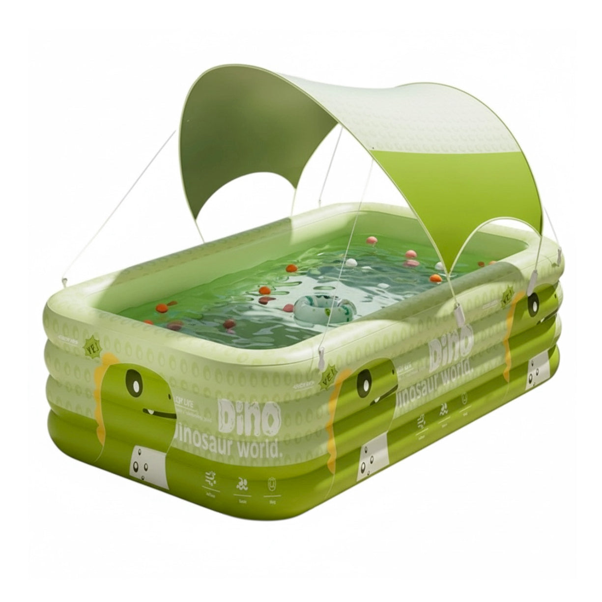 Inflatable Family Pool with UV Shade Canopy — Portable Backyard Swimming Pool for Outdoor Summer Fun by Sereniya