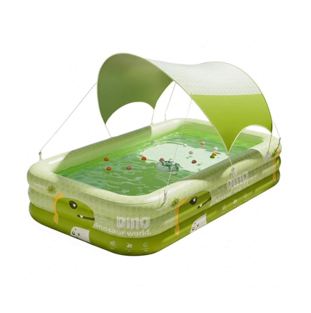Inflatable Family Pool with UV Shade Canopy — Portable Backyard Swimming Pool for Outdoor Summer Fun by Sereniya