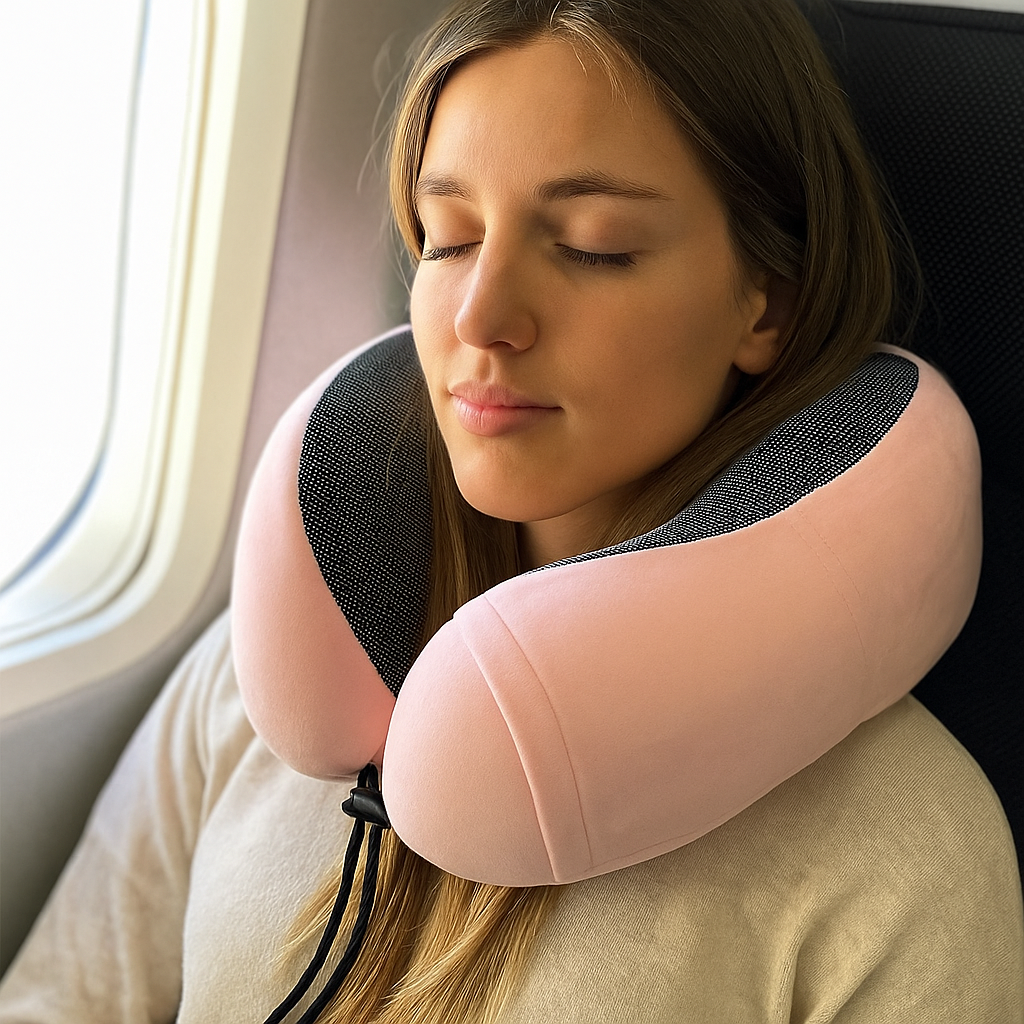 Sereniya Memory Foam Travel Neck Pillow for Airplane and Travel Comfort