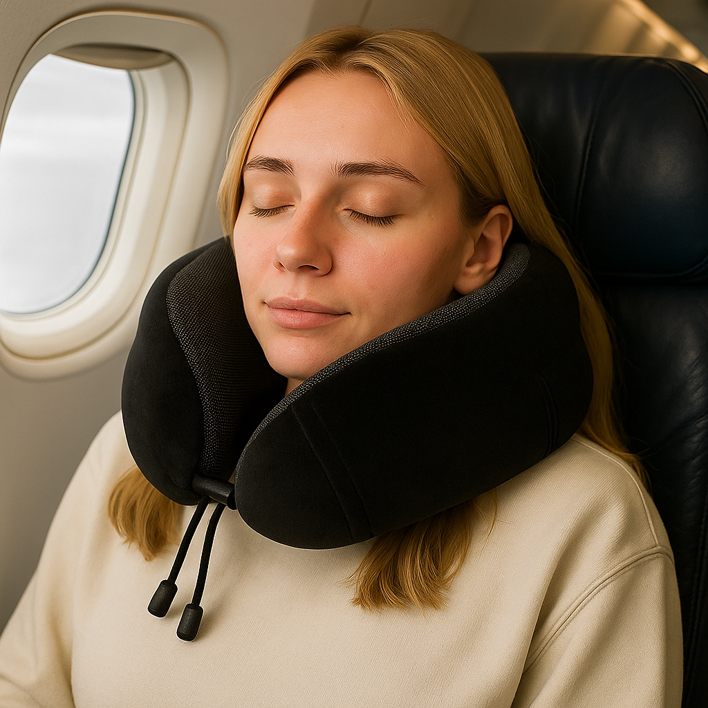 Sereniya Memory Foam Travel Neck Pillow for Airplane and Travel Comfort