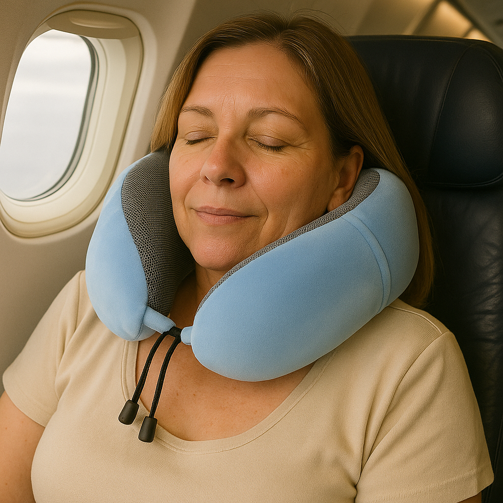 Sereniya Memory Foam Travel Neck Pillow for Airplane and Travel Comfort