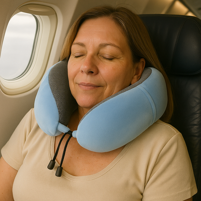 Sereniya Memory Foam Travel Neck Pillow for Airplane and Travel Comfort