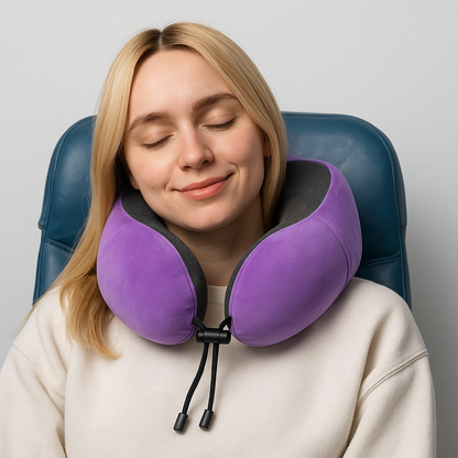 Sereniya Memory Foam Travel Neck Pillow for Airplane and Travel Comfort