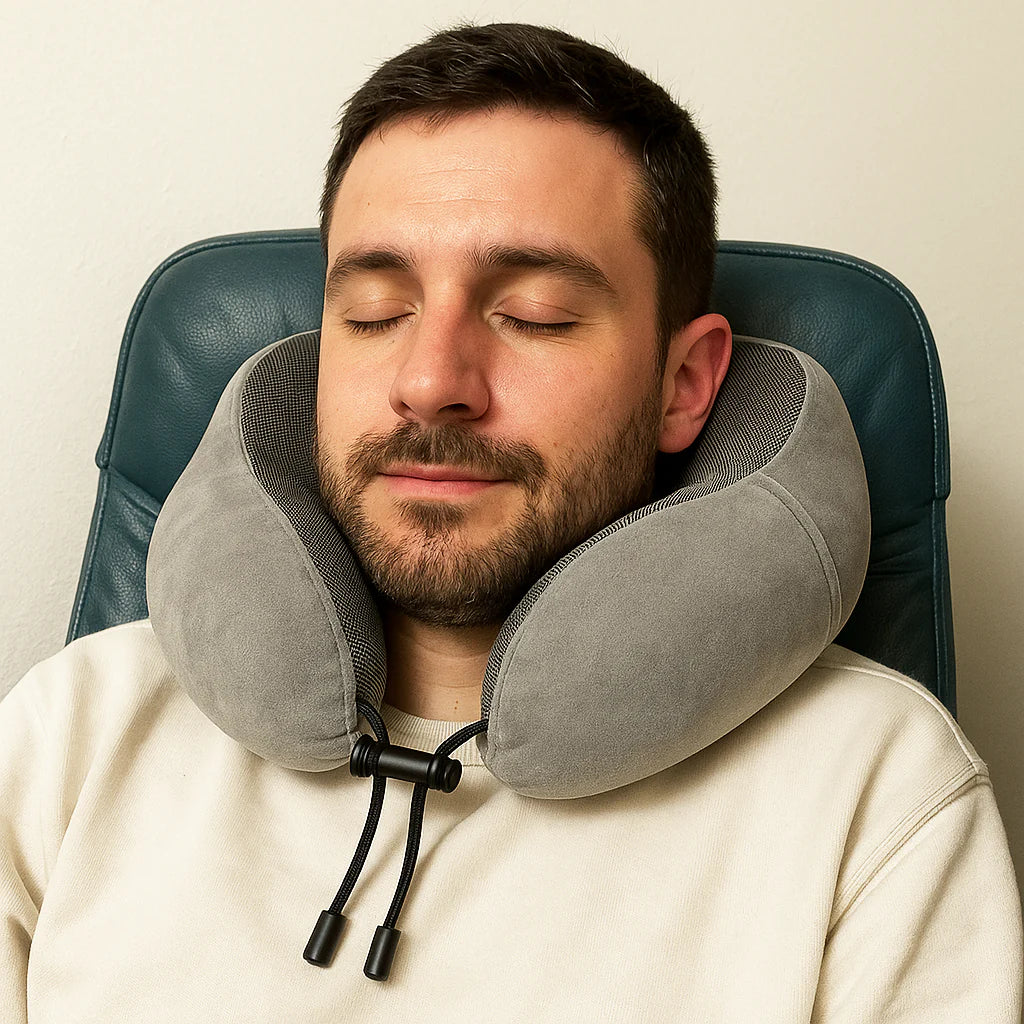 Sereniya Memory Foam Travel Neck Pillow for Airplane and Travel Comfort