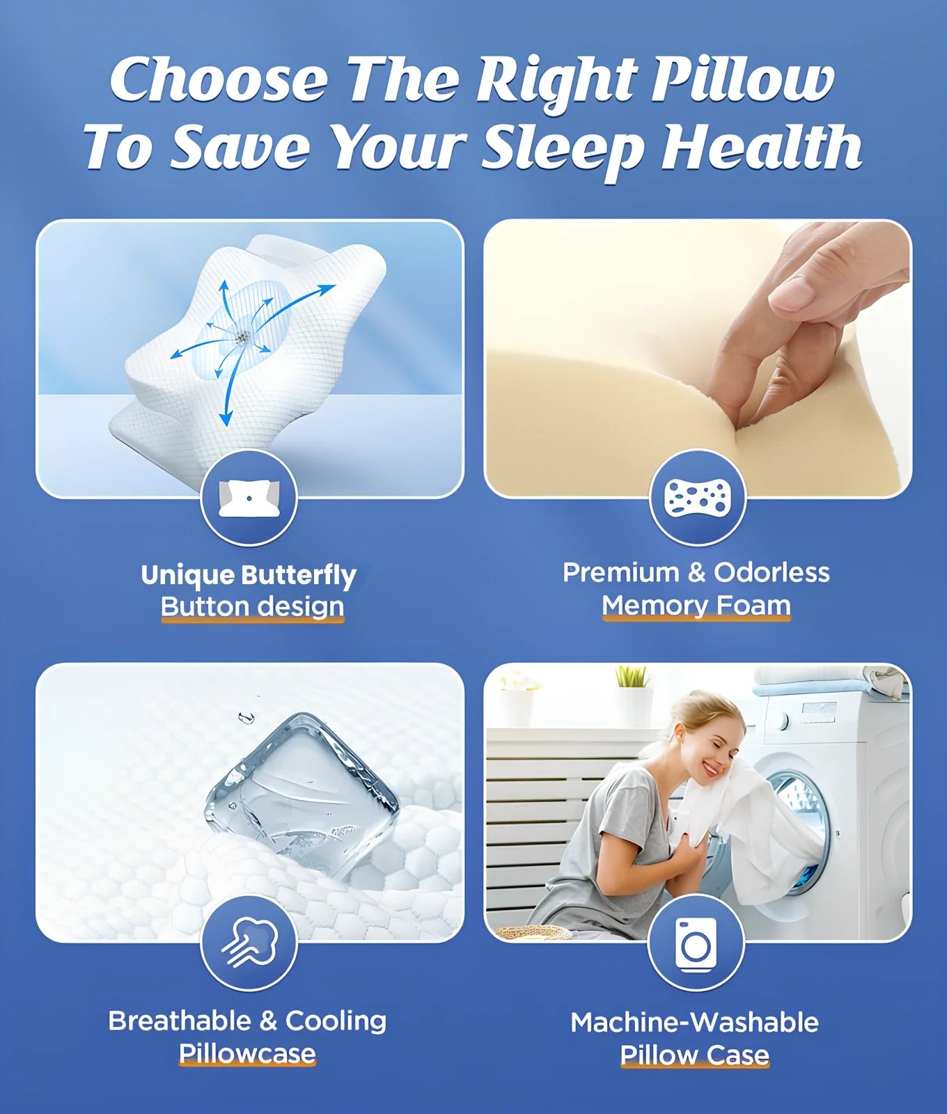Sereniya Memory Foam Neck Pillow for Neck Support and Sleep Comfort