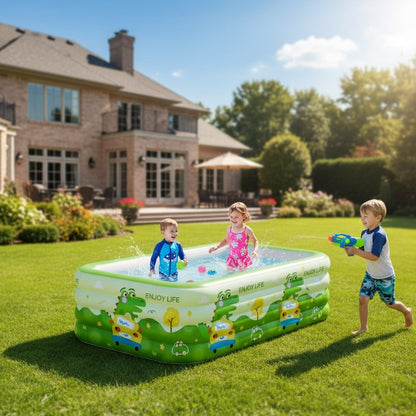 Inflatable Family Pool with UV Shade Canopy — Portable Backyard Swimming Pool for Outdoor Summer Fun by Sereniya