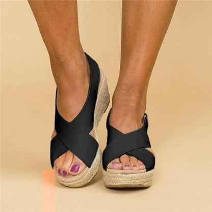 Womens Orthopedic Espadrille Wedge Sandals Cross Strap Platform by Sereniya