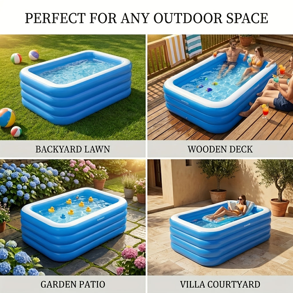 Extra Large Inflatable Swimming Pool for Backyard — Foldable Portable PVC Family Pool for Home & Outdoor Summer Fun by Sereniya