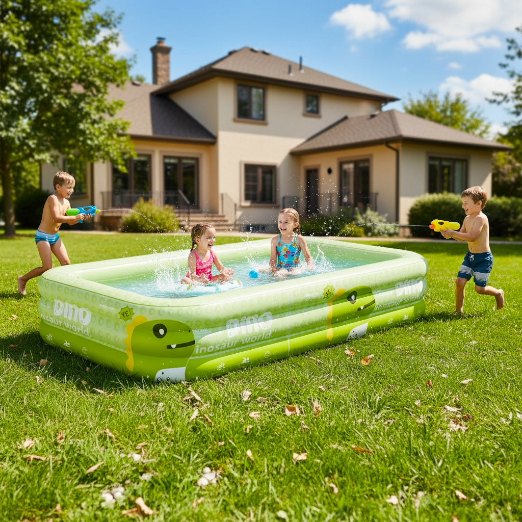 Inflatable Family Pool with UV Shade Canopy — Portable Backyard Swimming Pool for Outdoor Summer Fun by Sereniya