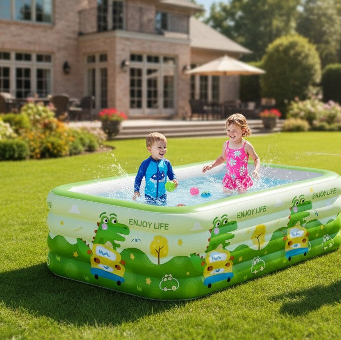 Inflatable Family Pool with UV Shade Canopy — Portable Backyard Swimming Pool for Outdoor Summer Fun by Sereniya