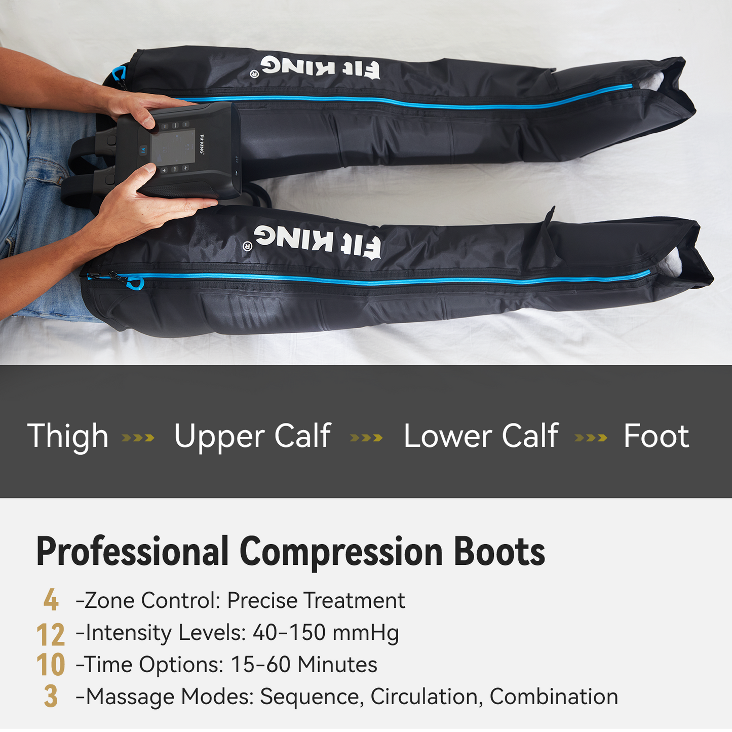 Air Compression Recovery Boots — Portable Leg Compression Massage Boots for Home Wellness by Sereniya