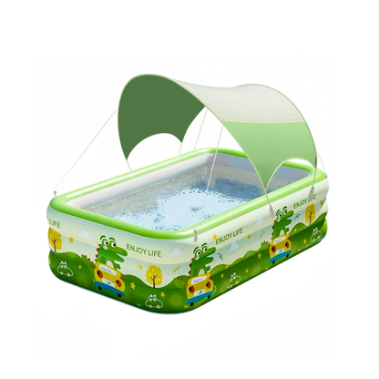 Inflatable Family Pool with UV Shade Canopy — Portable Backyard Swimming Pool for Outdoor Summer Fun by Sereniya