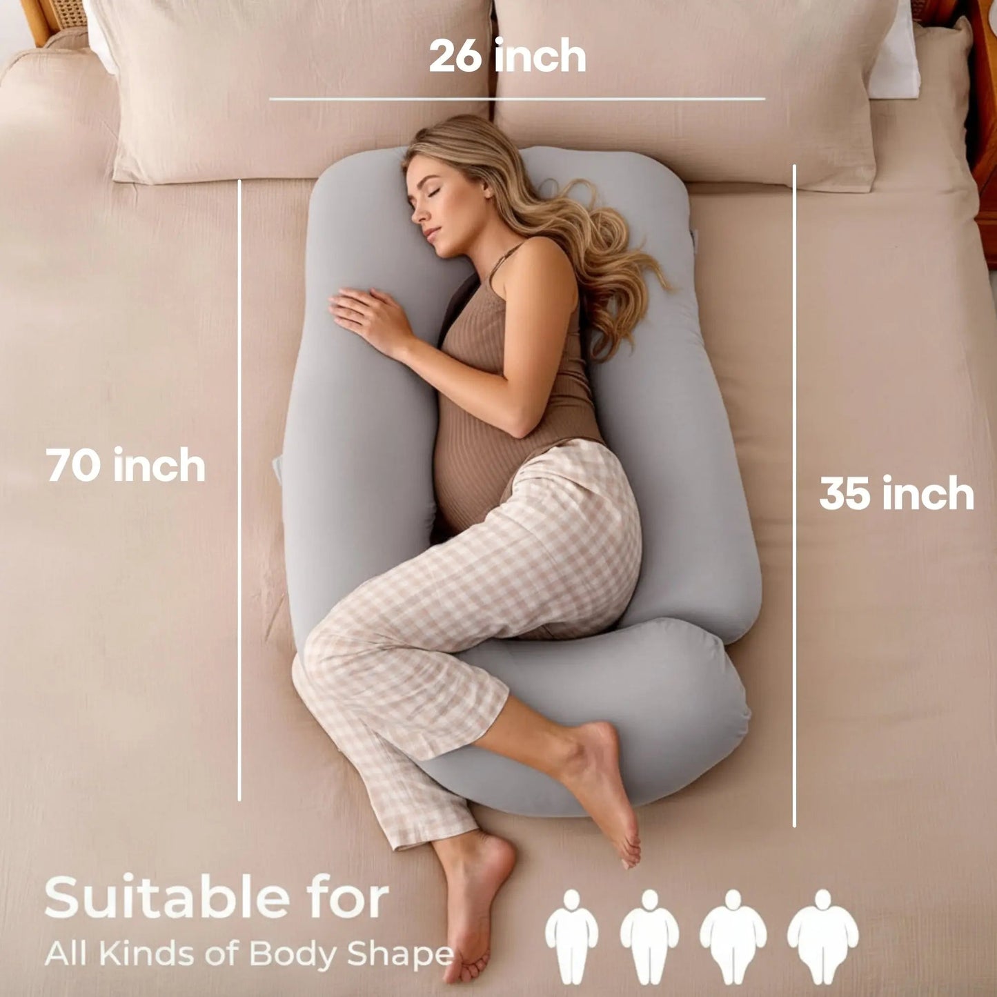 Sereniya Full Body Maternity Pillow for Pregnancy and Sleep Comfort
