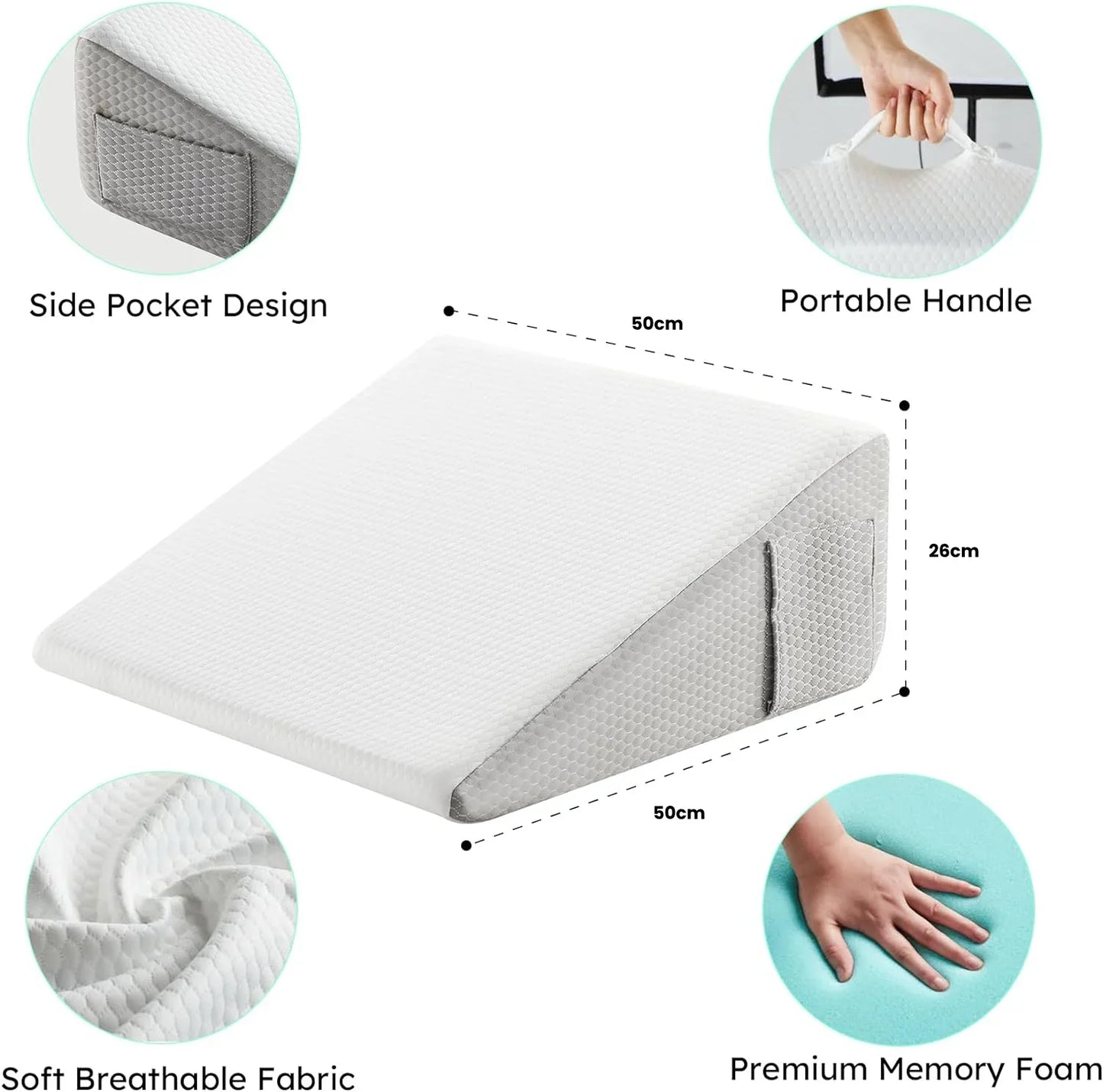 Sereniya Inclined Wedge Pillow for Back Support and Sleep Comfort