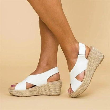 Womens Orthopedic Espadrille Wedge Sandals Cross Strap Platform by Sereniya