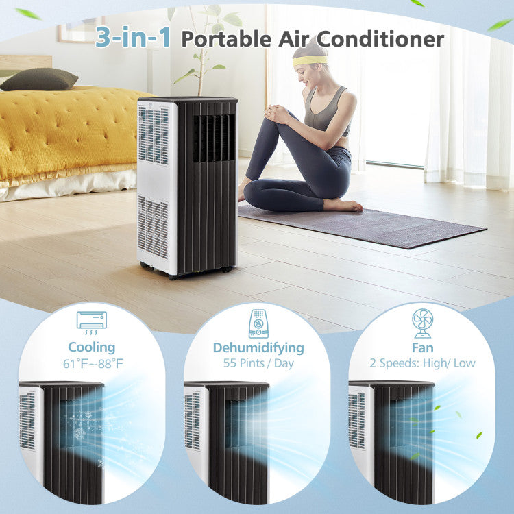 8000 BTU Portable Air Conditioner Cools 350 Sq Ft — 3-in-1 Dehumidifier Fan & Sleep Mode Home Cooling Unit by Sereniya