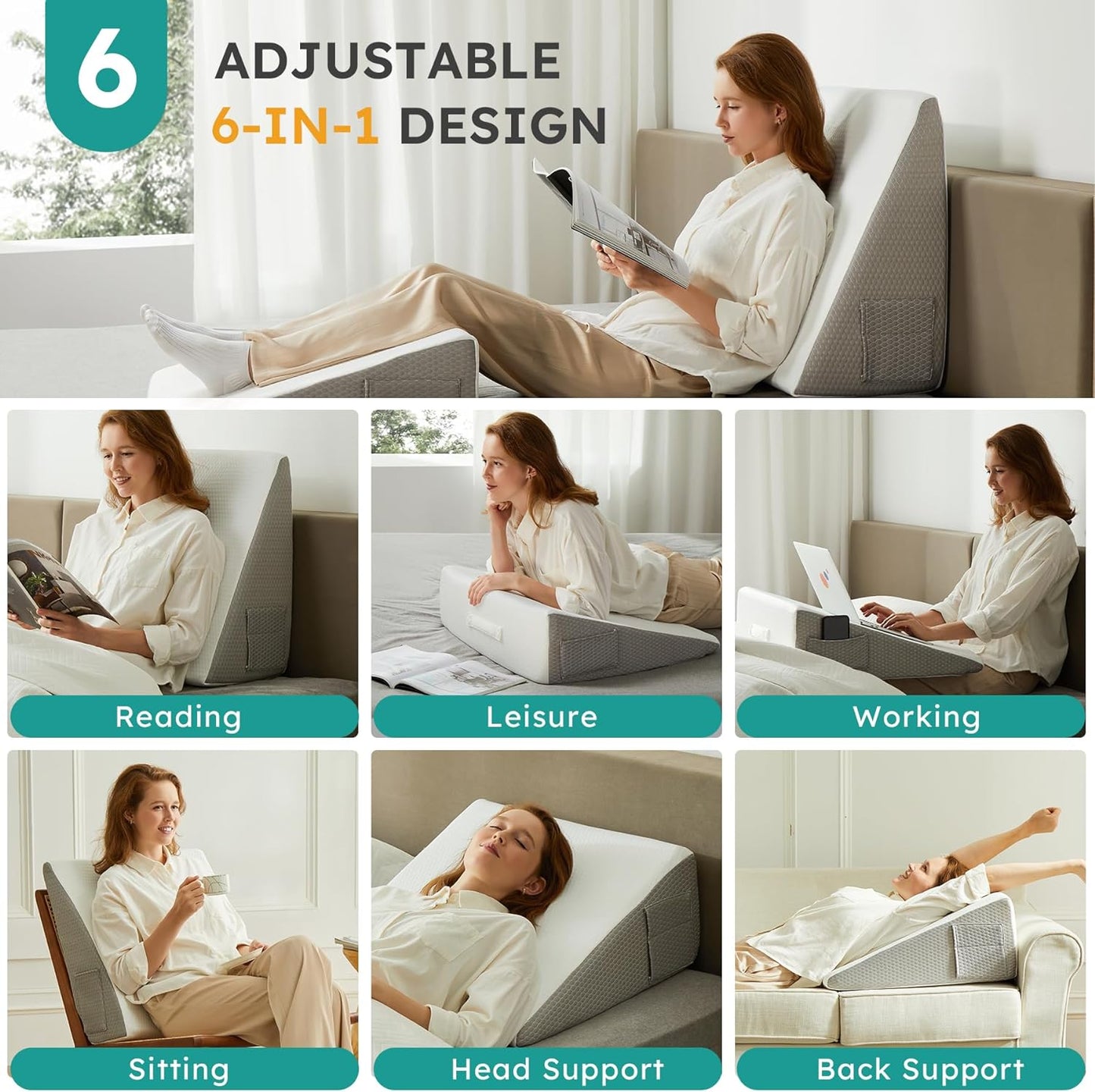 Sereniya Inclined Wedge Pillow for Back Support and Sleep Comfort