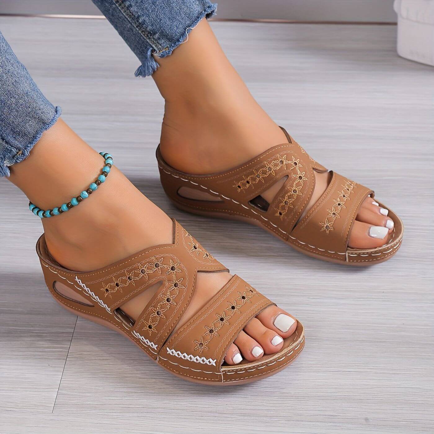 Womens Slip Resistant Wide Fit Comfort Sandals by Sereniya