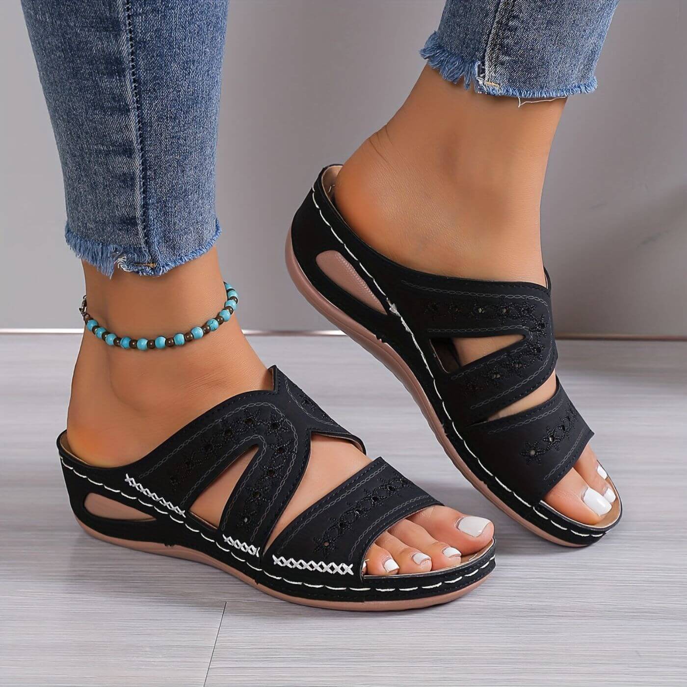 Womens Slip Resistant Wide Fit Comfort Sandals by Sereniya