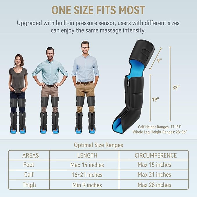 Full Leg Compression Massager with Heat — Premium Air Compression Leg Massage Device by Sereniya