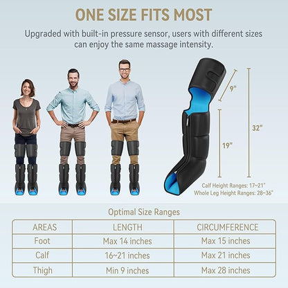 Full Leg Compression Massager with Heat — Premium Air Compression Leg Massage Device by Sereniya
