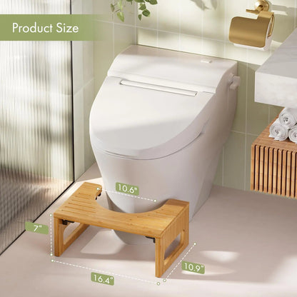 Sereniya Bamboo Foldable Toilet Stool with Non Slip Base
