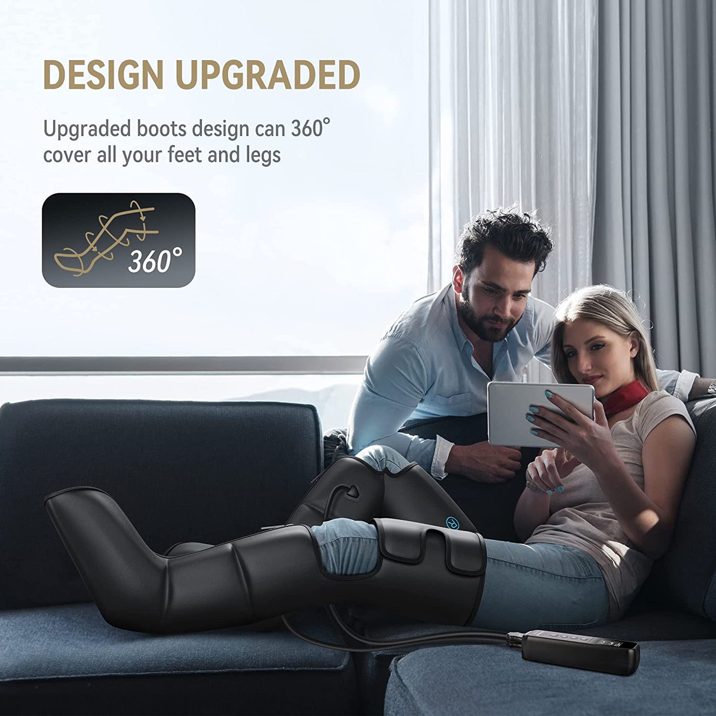 Full Leg Compression Massager with Heat — Premium Air Compression Leg Massage Device by Sereniya