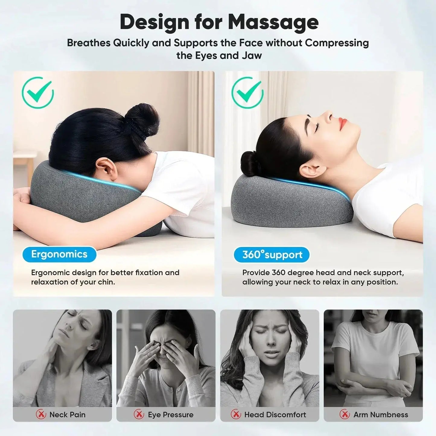 Sereniya Face Down Massage Table Pillow for Comfort and Support