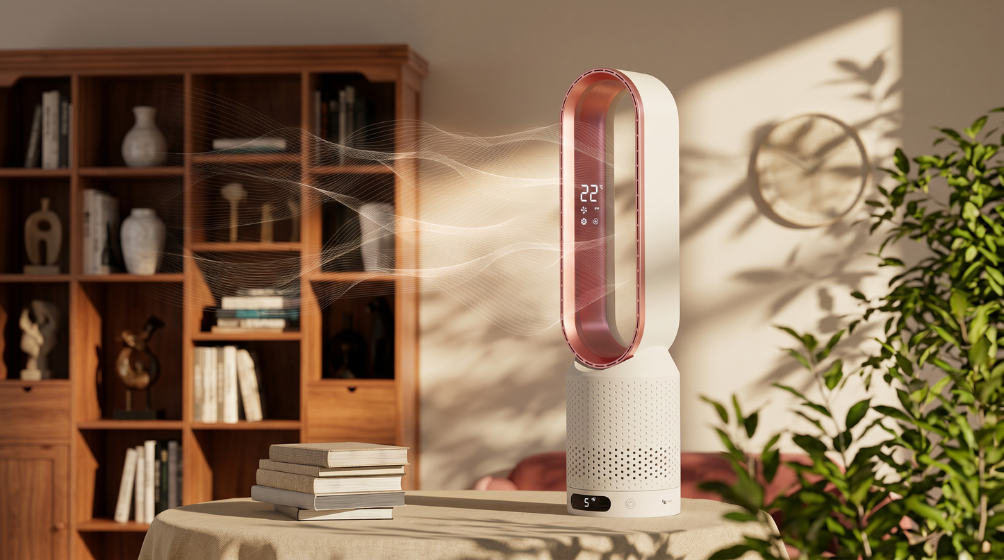 Portable Bladeless Air Cooler 3-in-1 Tower Fan with Purifier Adjustable Speeds for Bedroom Office Home Cooling by Sereniya