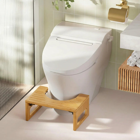 Sereniya Bamboo Foldable Toilet Stool with Non Slip Base