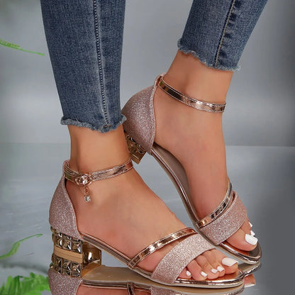 Womens Orthopedic Block Heel Sandals with Adjustable Ankle Strap by Sereniya