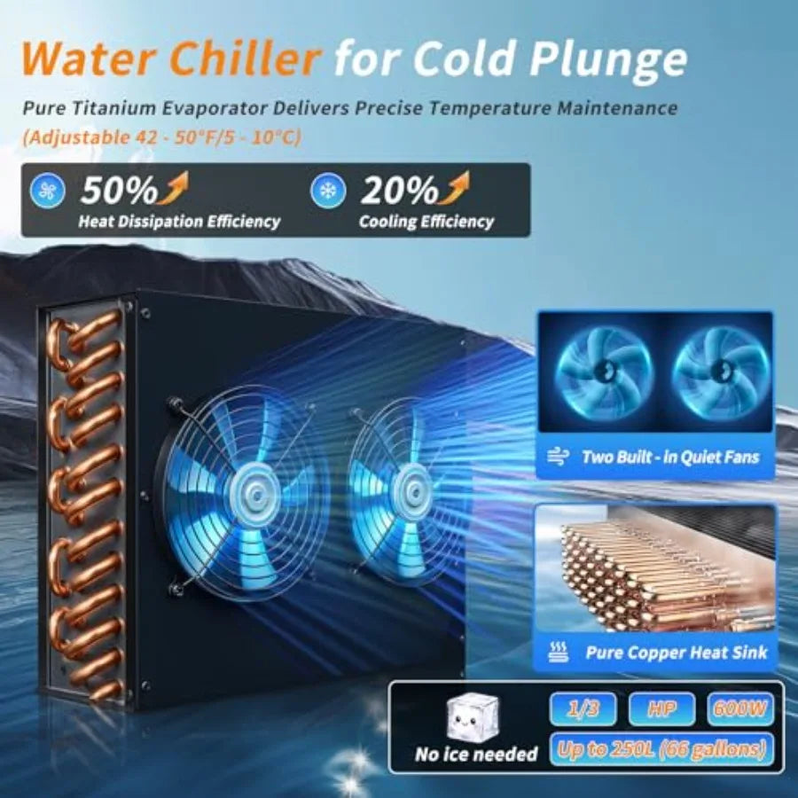 Cold Plunge Chiller — 1/3 HP Water Chiller for Ice Bath Tubs with Pump, External Filter & Remote Control by Sereniya