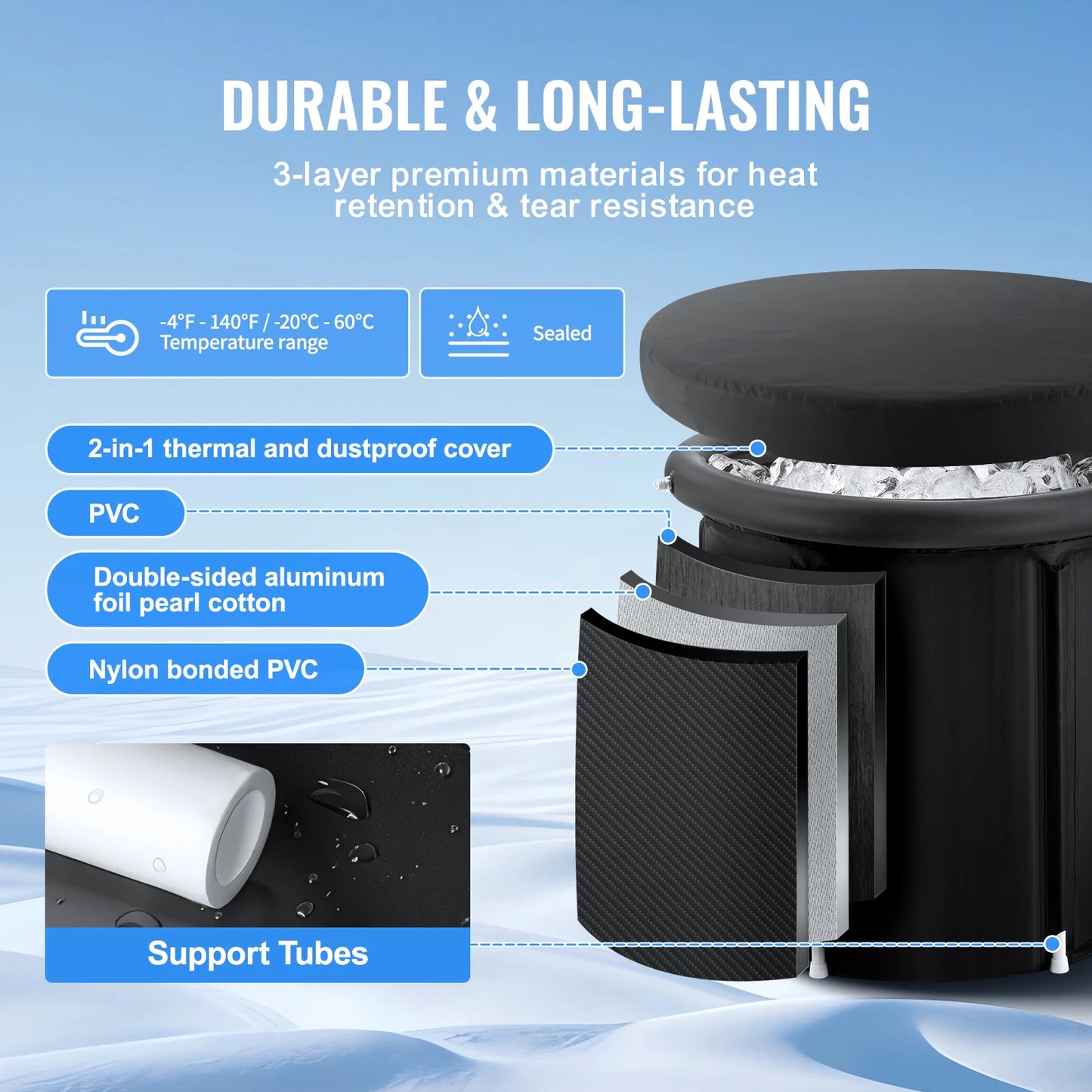 Portable Ice Bath Tub for Athletes — Foldable Outdoor Cold Plunge Tub for At-Home Ice Bath Ritual by Sereniya