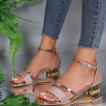 Womens Orthopedic Block Heel Sandals with Adjustable Ankle Strap by Sereniya