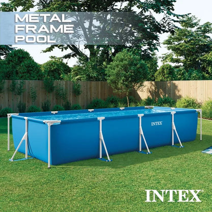 Rectangular Steel Frame Above Ground Pool 15ft x 7ft x 33in — Large Family Backyard Swimming Pool with Filter Pump by Sereniya