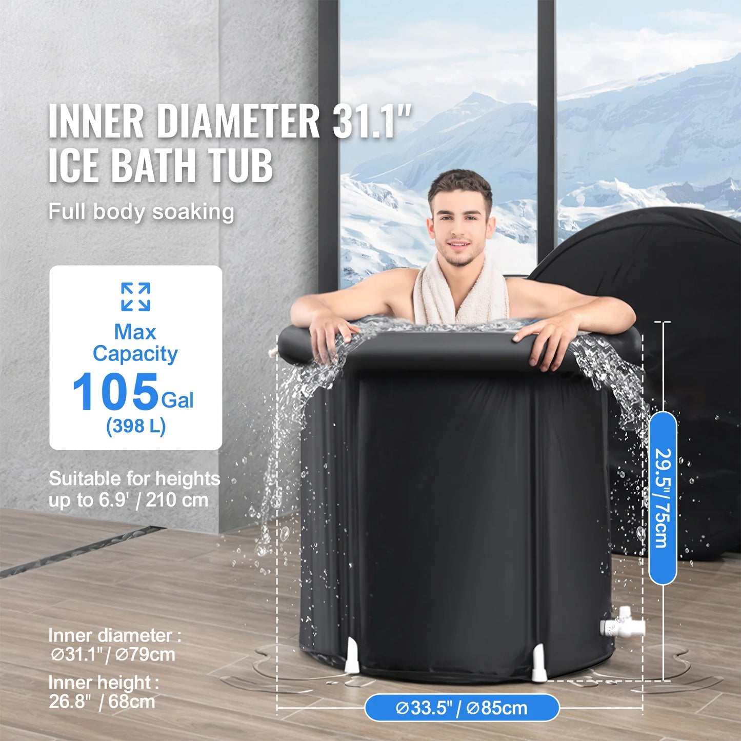 Portable Ice Bath Tub for Athletes — Foldable Outdoor Cold Plunge Tub for At-Home Ice Bath Ritual by Sereniya