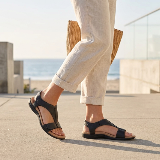 Sereniya Wide Fit Womens Arch Support Strap Flat Sandals
