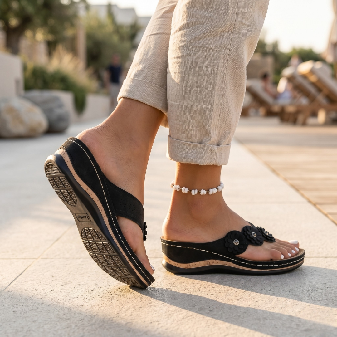 Womens Wide Fit Slip On Comfort Sandals by Sereniya