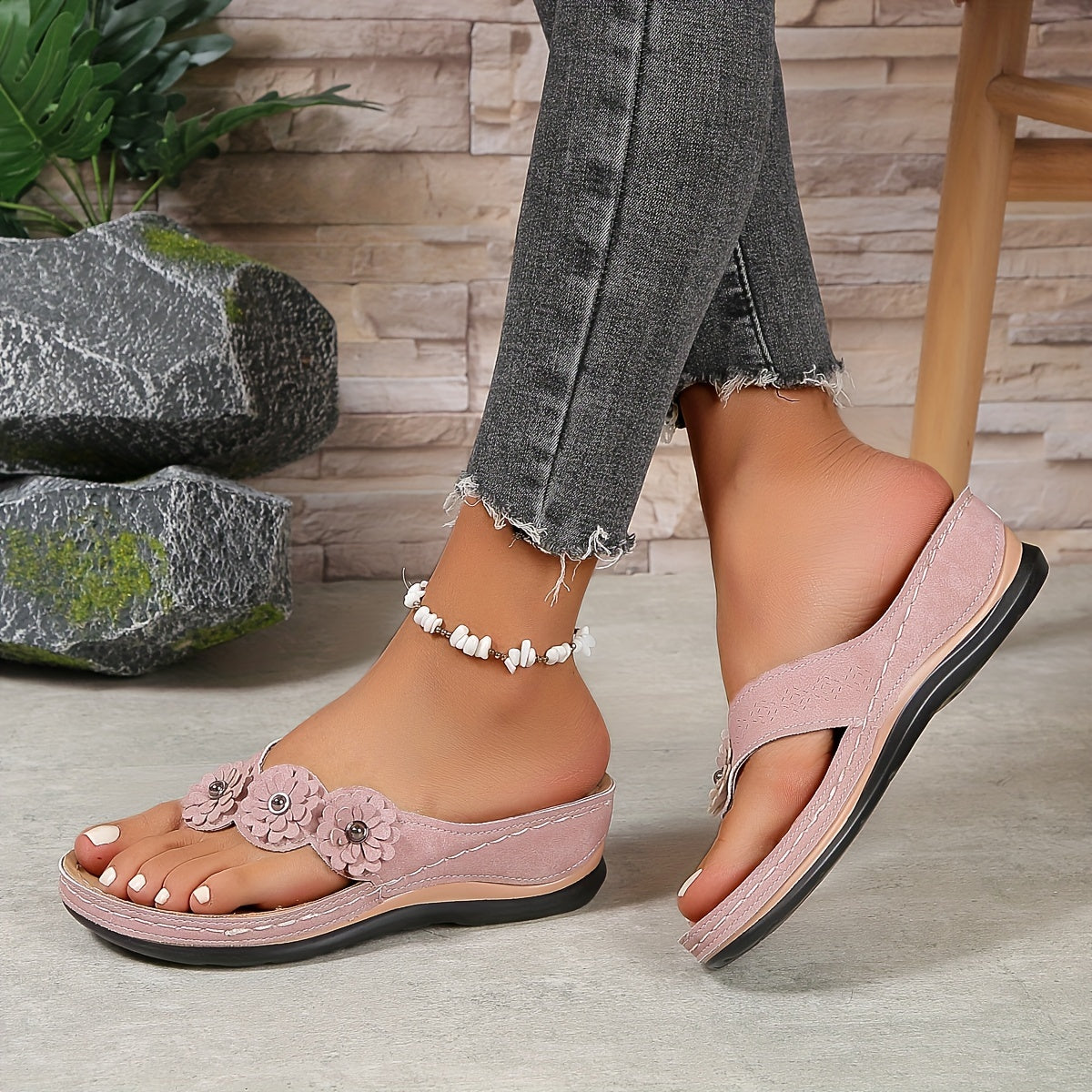 Womens Wide Fit Slip On Comfort Sandals by Sereniya