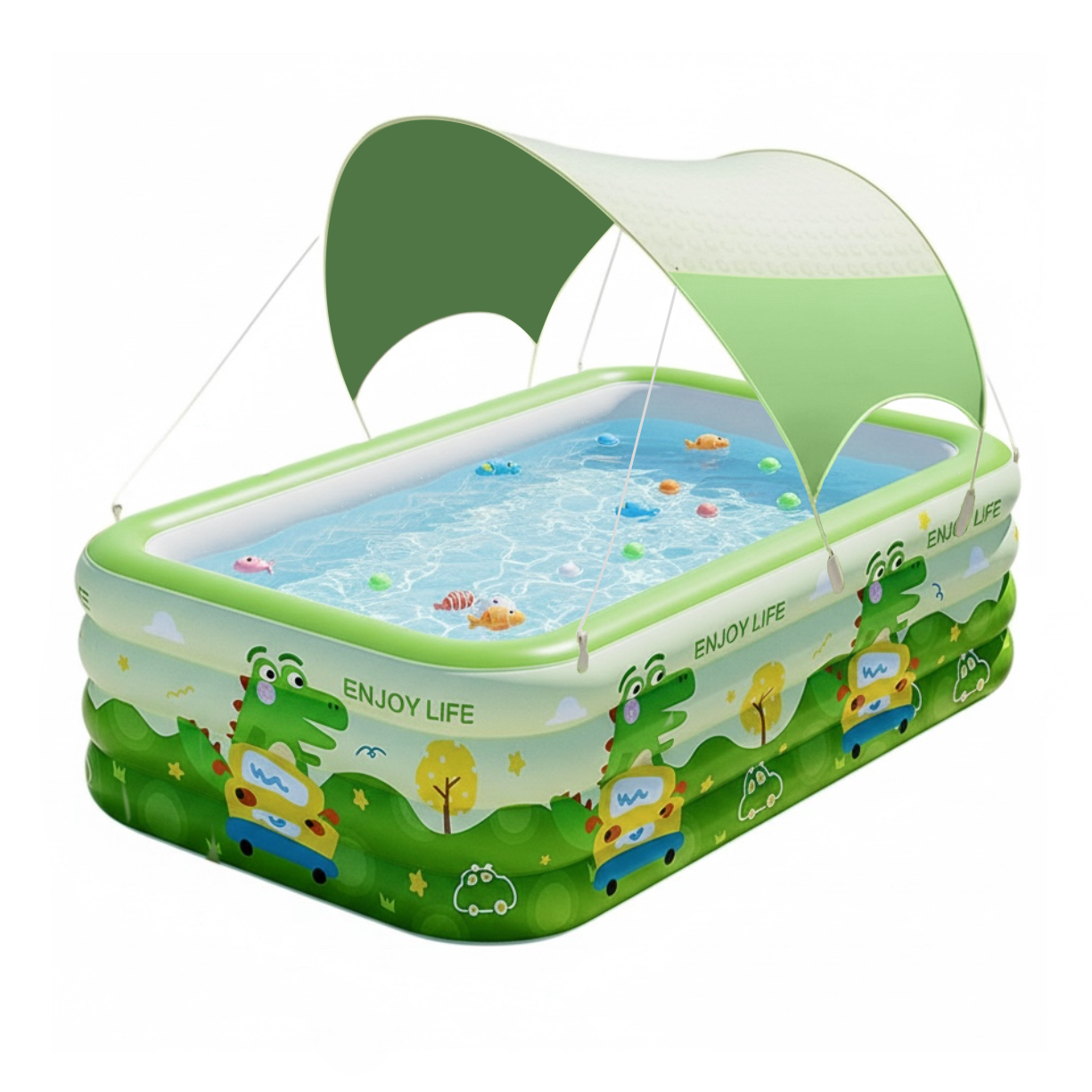 Inflatable Family Pool with UV Shade Canopy — Portable Backyard Swimming Pool for Outdoor Summer Fun by Sereniya