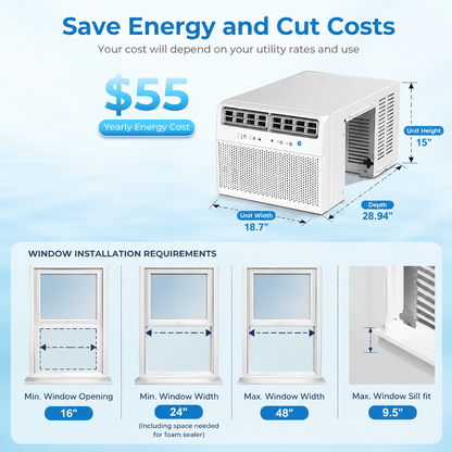 Antarctic Star U-Shaped Air Conditioner Window Unit 12000BTU