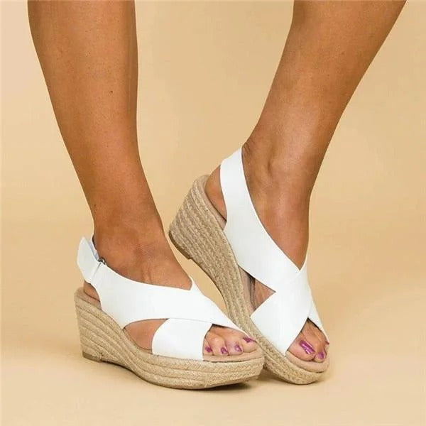 Womens Orthopedic Espadrille Wedge Sandals Cross Strap Platform by Sereniya